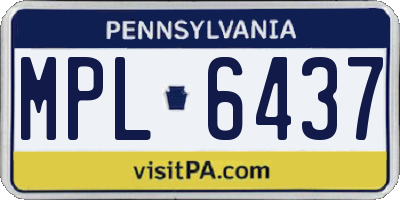 PA license plate MPL6437