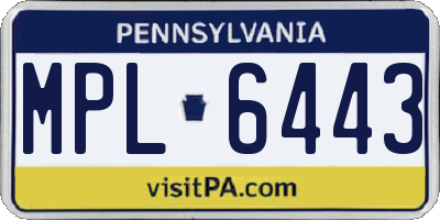 PA license plate MPL6443