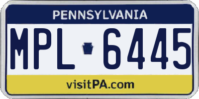 PA license plate MPL6445