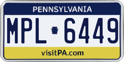 PA license plate MPL6449