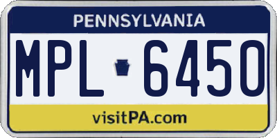PA license plate MPL6450