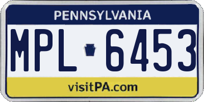 PA license plate MPL6453