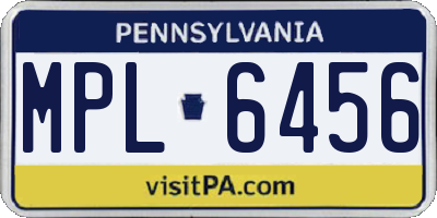 PA license plate MPL6456