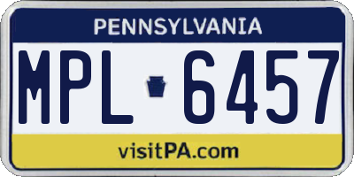 PA license plate MPL6457
