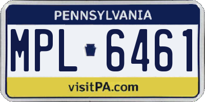 PA license plate MPL6461