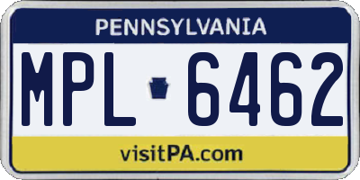 PA license plate MPL6462
