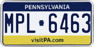 PA license plate MPL6463