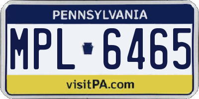 PA license plate MPL6465
