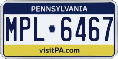 PA license plate MPL6467