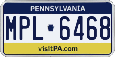 PA license plate MPL6468