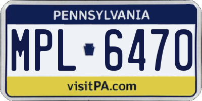 PA license plate MPL6470