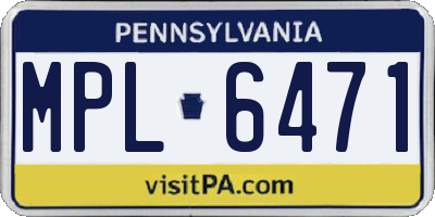 PA license plate MPL6471