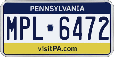 PA license plate MPL6472