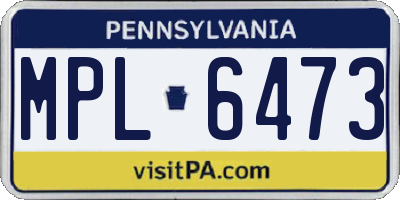 PA license plate MPL6473