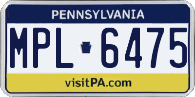 PA license plate MPL6475