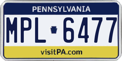 PA license plate MPL6477