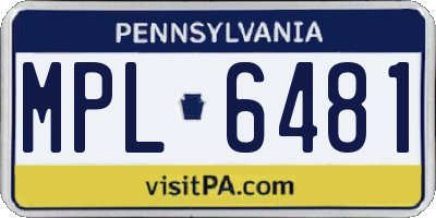 PA license plate MPL6481