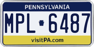 PA license plate MPL6487