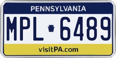 PA license plate MPL6489