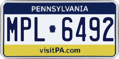 PA license plate MPL6492