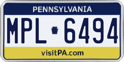 PA license plate MPL6494
