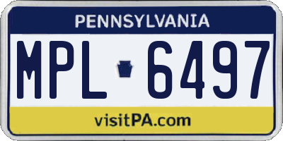 PA license plate MPL6497