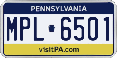 PA license plate MPL6501