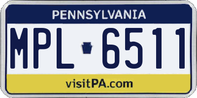 PA license plate MPL6511