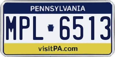 PA license plate MPL6513
