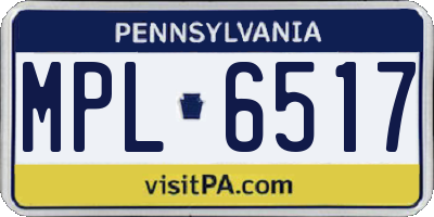 PA license plate MPL6517