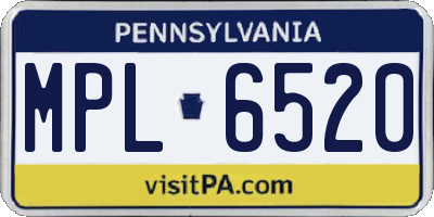 PA license plate MPL6520