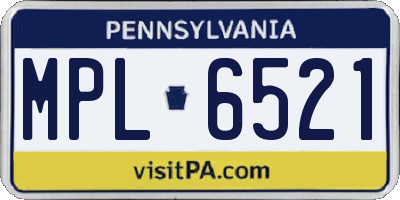 PA license plate MPL6521