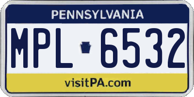PA license plate MPL6532