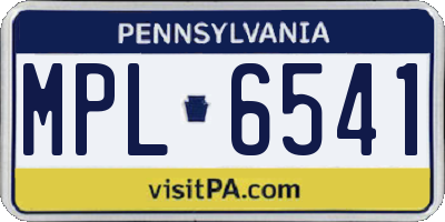 PA license plate MPL6541