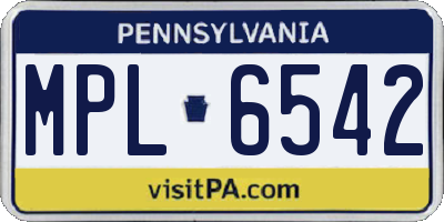 PA license plate MPL6542