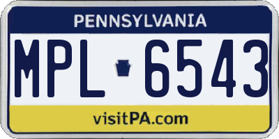 PA license plate MPL6543