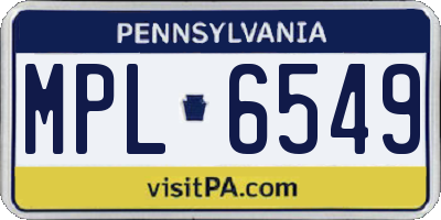 PA license plate MPL6549