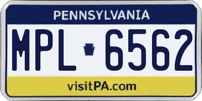 PA license plate MPL6562