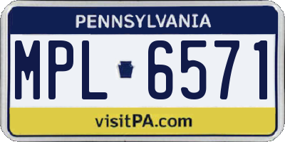PA license plate MPL6571