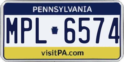 PA license plate MPL6574