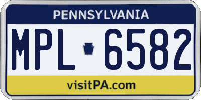 PA license plate MPL6582