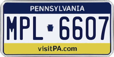 PA license plate MPL6607