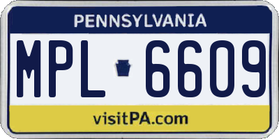 PA license plate MPL6609