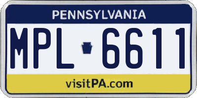 PA license plate MPL6611