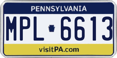 PA license plate MPL6613