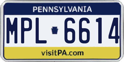 PA license plate MPL6614