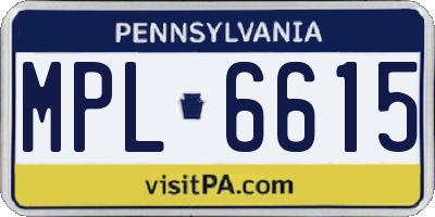 PA license plate MPL6615