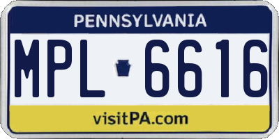 PA license plate MPL6616