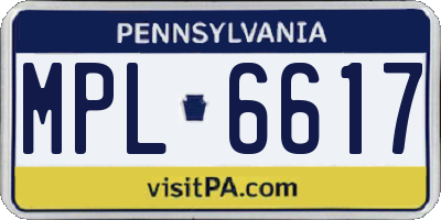 PA license plate MPL6617