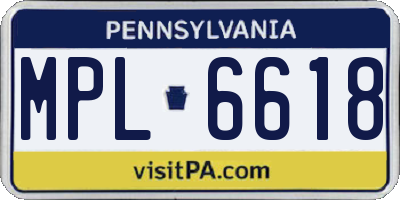 PA license plate MPL6618